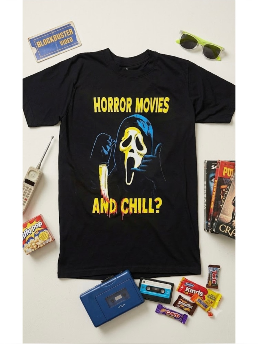 Ghost Face Horror Movies And Chill? Short Sleeve Graphic Tee 90s Vibe